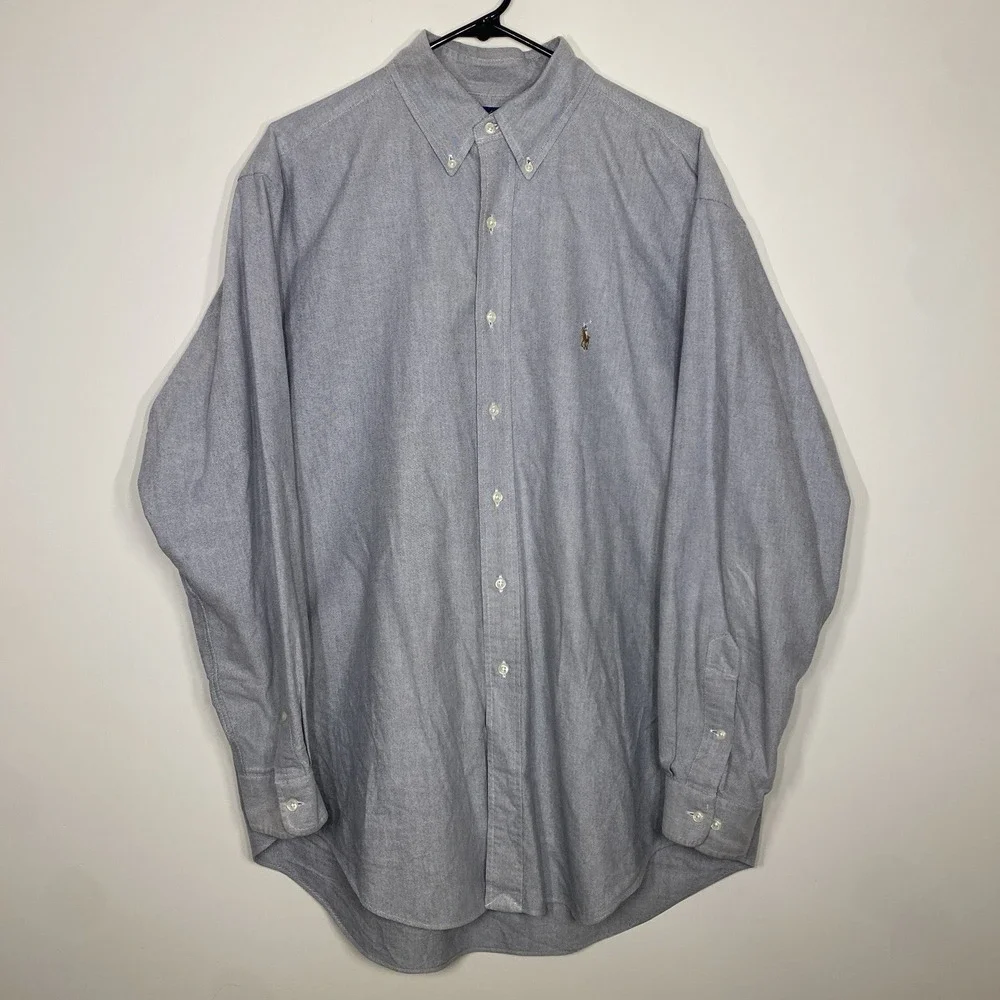 Polo Ralph Lauren Mens 16.5 34 35 Oxford Button‎ Down Classic Fit Flesh Pony